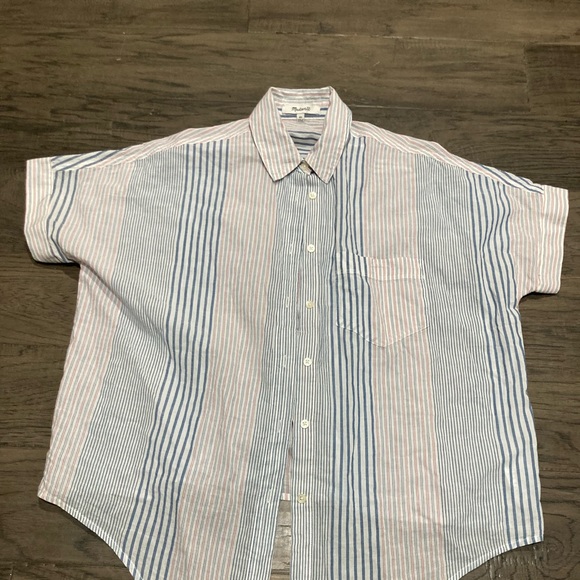 Madewell Front-Tie Button Down Short Sleeve Blouse size xs - Picture 2 of 7